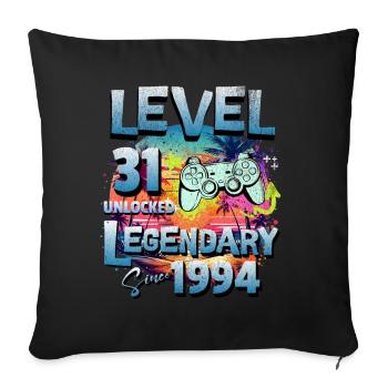 Level 31 Unlocked since 1982 Birthday - Sofa pillowcase 17,3'' x 17,3'' (45 x 45 cm) - black - Front