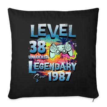 Level 38 Unlocked since 1982 Birthday - Sofa pillowcase 17,3'' x 17,3'' (45 x 45 cm) - black - Front