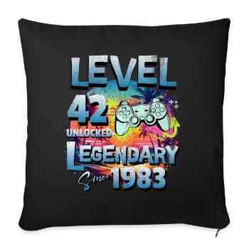 Level 42 Unlocked since 1982 Birthday - Sofa pillowcase 17,3'' x 17,3'' (45 x 45 cm) - black - Front
