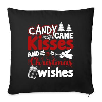 Vœux de Noël Candy Cane Bisous - Housse de coussin décorative 45 x 45 cm - noir - Devant