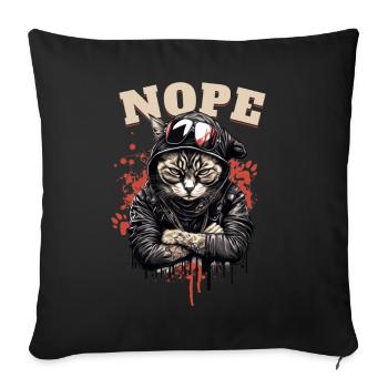 Angry Cat - NOPE! - Sofa pillowcase 17,3'' x 17,3'' (45 x 45 cm) - black - Front