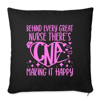 CNA Nursing Quotes Funny Nurse Lovers Cute CNA - Sofa pillowcase 17,3'' x 17,3'' (45 x 45 cm) - black - Front