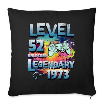 Level 52 Unlocked since 1982 Birthday - Sofa pillowcase 17,3'' x 17,3'' (45 x 45 cm) - black - Front