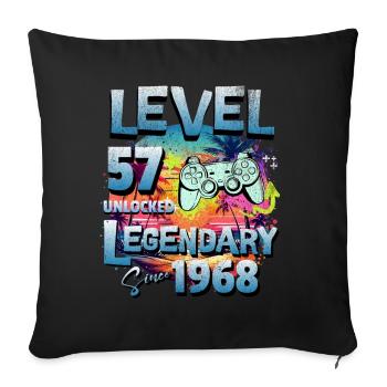 Level 57 Unlocked since 1982 Birthday - Sofa pillowcase 17,3'' x 17,3'' (45 x 45 cm) - black - Front