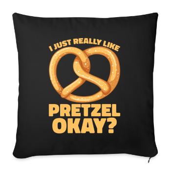 Bretzel Brezeln Bäcker Backwaren - Sofakissenbezug 45 x 45 cm - Schwarz - Vorne
