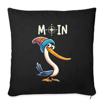 Hamburg Moin Seagull Bonnet Mer du Nord Drôle - Housse de coussin décorative 45 x 45 cm - noir - Devant