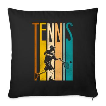Drôle de joueur de tennis raquette rétro - Housse de coussin décorative 45 x 45 cm - noir - Devant