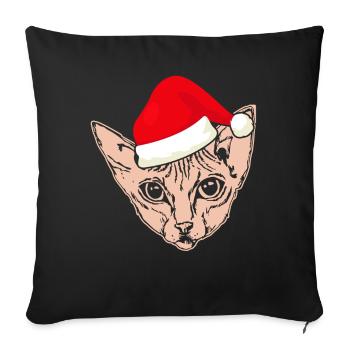Christmas Santa Sphynx Cat - Sofa pillowcase 17,3'' x 17,3'' (45 x 45 cm) - black - Front