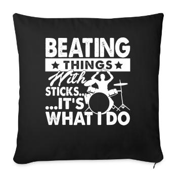 Drummer Drummer Beating With Sticks - Sofa pillowcase 17,3'' x 17,3'' (45 x 45 cm) - black - Front