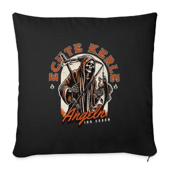 De vrais gars pêchant leur nourriture - Funny Angel Desi - Housse de coussin décorative 45 x 45 cm - noir - Devant