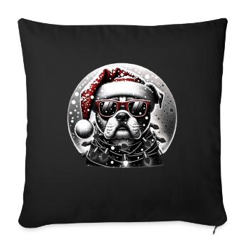 Père Noël Chien Noël Hommes et femmes - Housse de coussin décorative 45 x 45 cm - noir - Devant