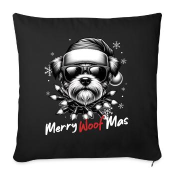 Père Noël Chien Noël Hommes et femmes - Housse de coussin décorative 45 x 45 cm - noir - Devant