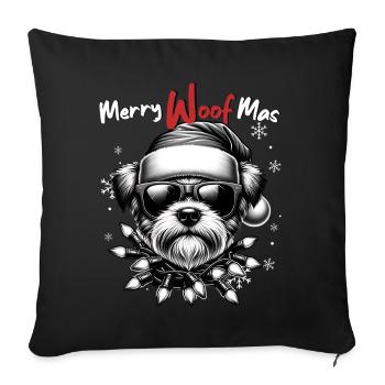 Père Noël Chien Noël Hommes et femmes - Housse de coussin décorative 45 x 45 cm - noir - Devant