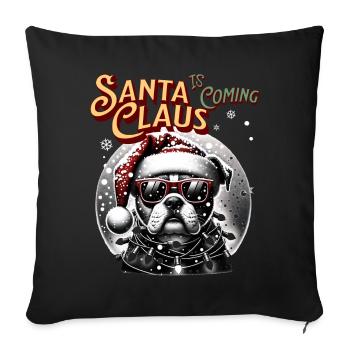 Père Noël Chien Noël Hommes et femmes - Housse de coussin décorative 45 x 45 cm - noir - Devant