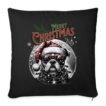 Père Noël Chien Noël Hommes et femmes - Housse de coussin décorative 45 x 45 cm - noir - Devant