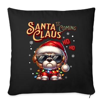 Père Noël Chien Noël Hommes et femmes - Housse de coussin décorative 45 x 45 cm - noir - Devant