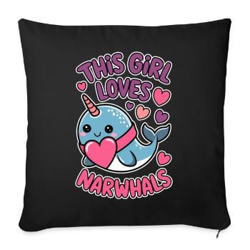 Narval Dire Narvals Drôle Narval Cadeau - Housse de coussin décorative 45 x 45 cm - noir - Devant