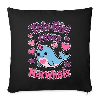 Narval Dire Narvals Drôle Narval Cadeau - Housse de coussin décorative 45 x 45 cm - noir - Devant