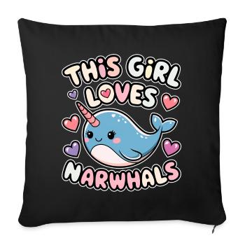 Narval Dire Narvals Drôle Narval Cadeau - Housse de coussin décorative 45 x 45 cm - noir - Devant