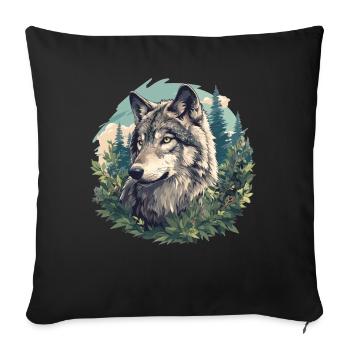 Wölfe Wolf - Sofakissenbezug 45 x 45 cm - Schwarz - Vorne