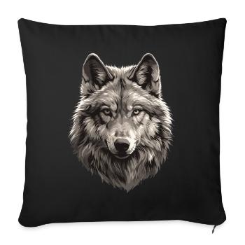 Wölfe Wolf - Sofakissenbezug 45 x 45 cm - Schwarz - Vorne