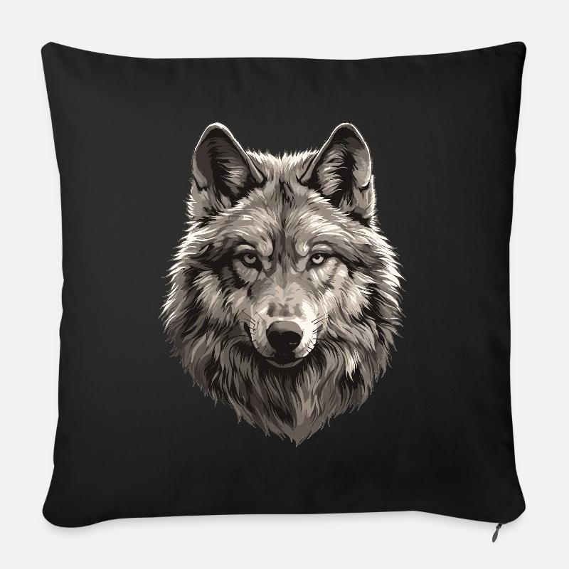 Wölfe Wolf - Sofakissenbezug 45 x 45 cm - Schwarz