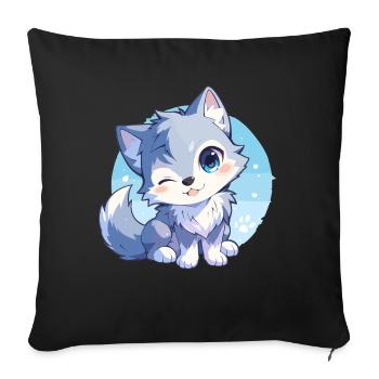 Wölfe Wolf - Sofakissenbezug 45 x 45 cm - Schwarz - Vorne