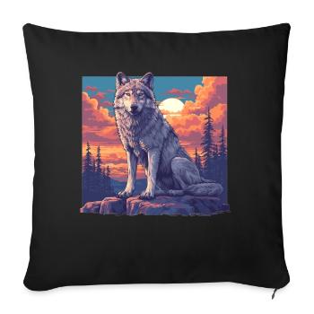 Wölfe Wolf - Sofakissenbezug 45 x 45 cm - Schwarz - Vorne