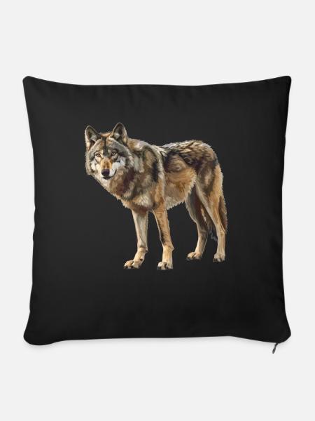 Wölfe Wolf - Sofakissenbezug 45 x 45 cm - Schwarz