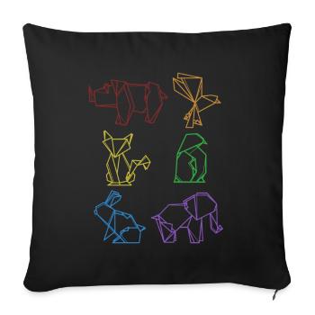 Origami LGBT Rainbow Owl Paper Crane Folding - Sofa pillowcase 17,3'' x 17,3'' (45 x 45 cm) - black - Front