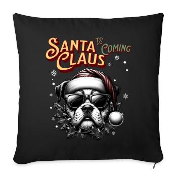 Père Noël Chien Noël Hommes et femmes - Housse de coussin décorative 45 x 45 cm - noir - Devant