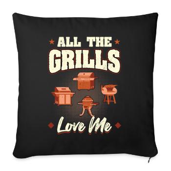 Tous les grils Love Me BBQ Adventure - Housse de coussin décorative 45 x 45 cm - noir - Devant