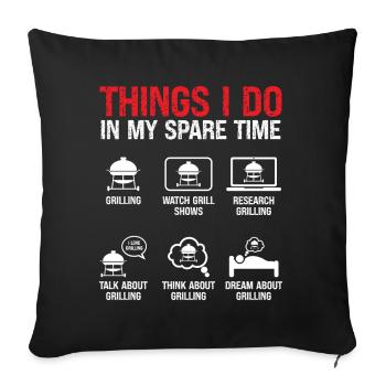 BBQ Activities: Barbecue - Sofa pillowcase 17,3'' x 17,3'' (45 x 45 cm) - black - Front