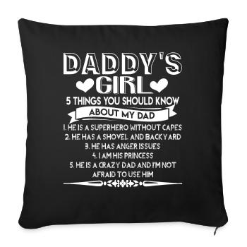 Father's Day Daddy's Girl - Sofa pillowcase 17,3'' x 17,3'' (45 x 45 cm) - black - Front