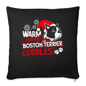 Warm Struggles Boston Terrier Cuddles Christmas - Sofa pillowcase 17,3'' x 17,3'' (45 x 45 cm) - black - Front