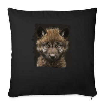Wölfe Wolf - Sofakissenbezug 45 x 45 cm - Schwarz - Vorne
