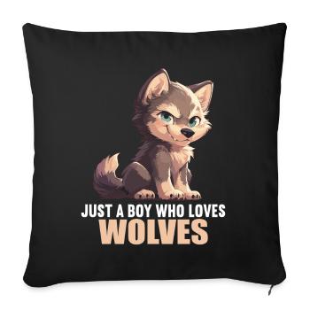 Wölfe Wolf - Sofakissenbezug 45 x 45 cm - Schwarz - Vorne