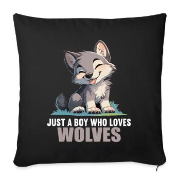 Wölfe Wolf - Sofakissenbezug 45 x 45 cm - Schwarz - Vorne