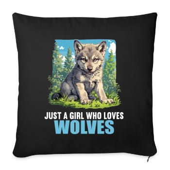 Wölfe Wolf - Sofakissenbezug 45 x 45 cm - Schwarz - Vorne