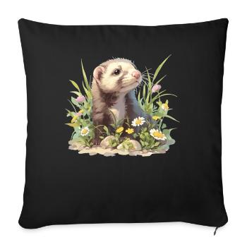 Ferret Frettchen - Sofa pillowcase 17,3'' x 17,3'' (45 x 45 cm) - black - Front