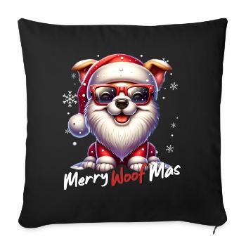 Père Noël Chien Noël Hommes et femmes - Housse de coussin décorative 45 x 45 cm - noir - Devant