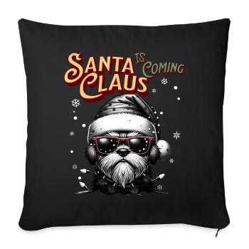 Père Noël Chien Noël Hommes et femmes - Housse de coussin décorative 45 x 45 cm - noir - Devant