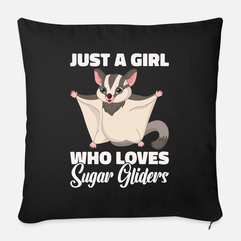 Flying Squirrel Suger Glider Short-headed Glider - Sofa pillowcase 17,3'' x 17,3'' (45 x 45 cm) - black