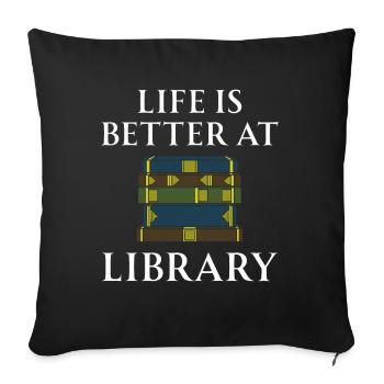 Book Books Library Reading Literature Read Books - Sofa pillowcase 17,3'' x 17,3'' (45 x 45 cm) - black - Front
