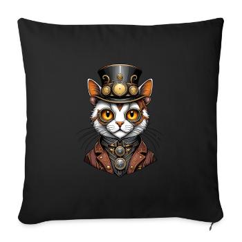 Steampunk cat - Sofa pillowcase 17,3'' x 17,3'' (45 x 45 cm) - black - Front