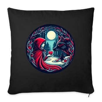 Fairy Tale Little Red Riding Hood Wolf Mystical Love Animal Welfare - Sofa pillowcase 17,3'' x 17,3'' (45 x 45 cm) - black - Front