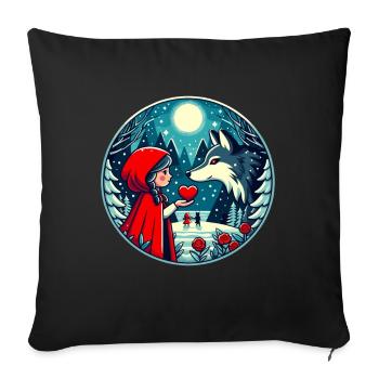 Fairy Tale Little Red Riding Hood Wolf Kids Cute Fantasy - Sofa pillowcase 17,3'' x 17,3'' (45 x 45 cm) - black - Front