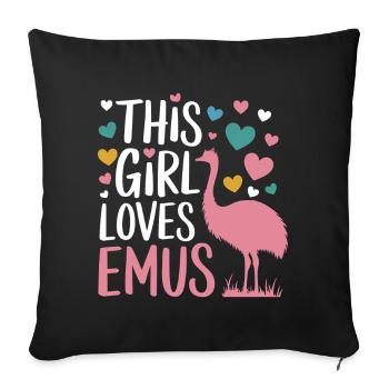 Emu Saying Girl Emus Funny Emu Gift - Sofa pillowcase 17,3'' x 17,3'' (45 x 45 cm) - black - Front