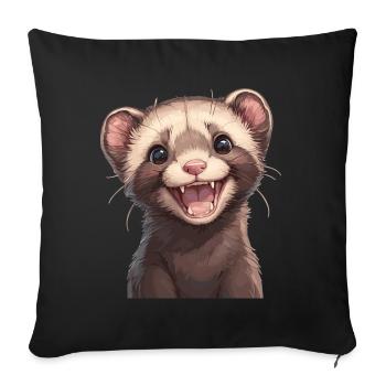 Ferret Frettchen - Sofa pillowcase 17,3'' x 17,3'' (45 x 45 cm) - black - Front