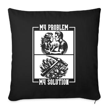 Géologue Mon problème Ma solution Pictogramme Papa Maman - Housse de coussin décorative 45 x 45 cm - noir - Devant